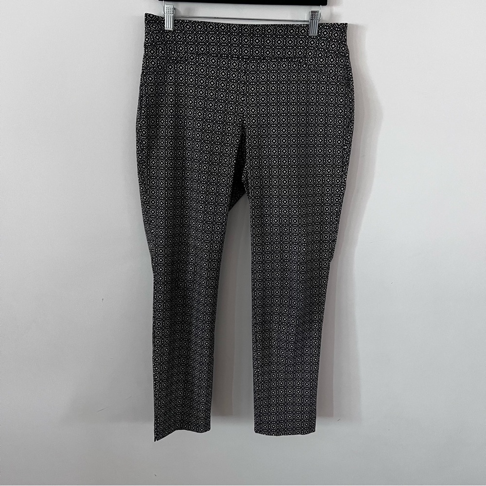 Charter Club Black and White Patterned Pull-onTrousers |Size 12